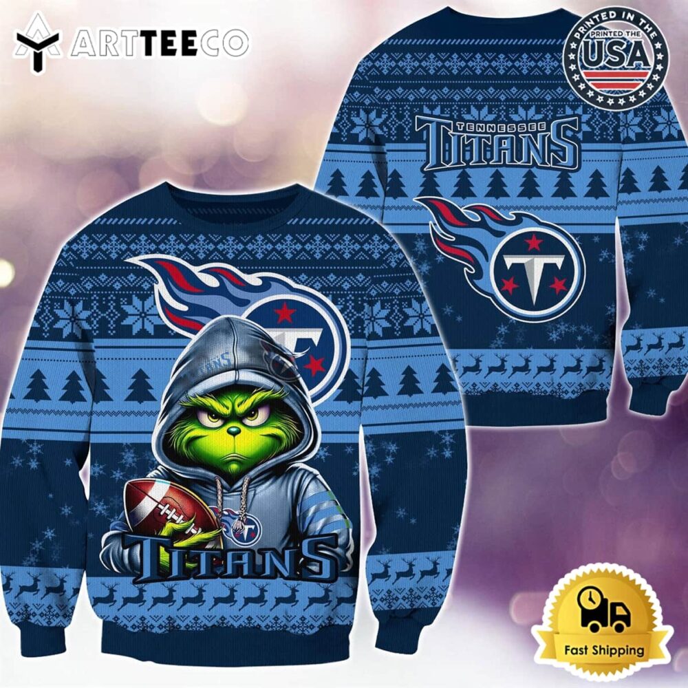 NFL Tennessee Titans Christmas x Grinch Ugly Christmas Sweater