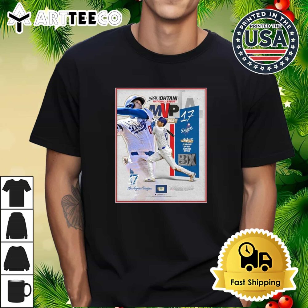 Shohei Ohtani 17 Los Angeles Dodgers 2024 National League MVP Poster Retro T Shirt 1