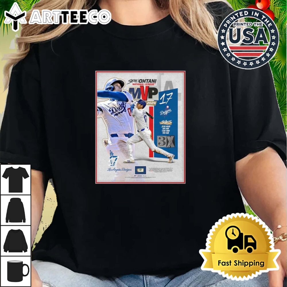 Shohei Ohtani 17 Los Angeles Dodgers 2024 National League MVP Poster Retro T Shirt 2