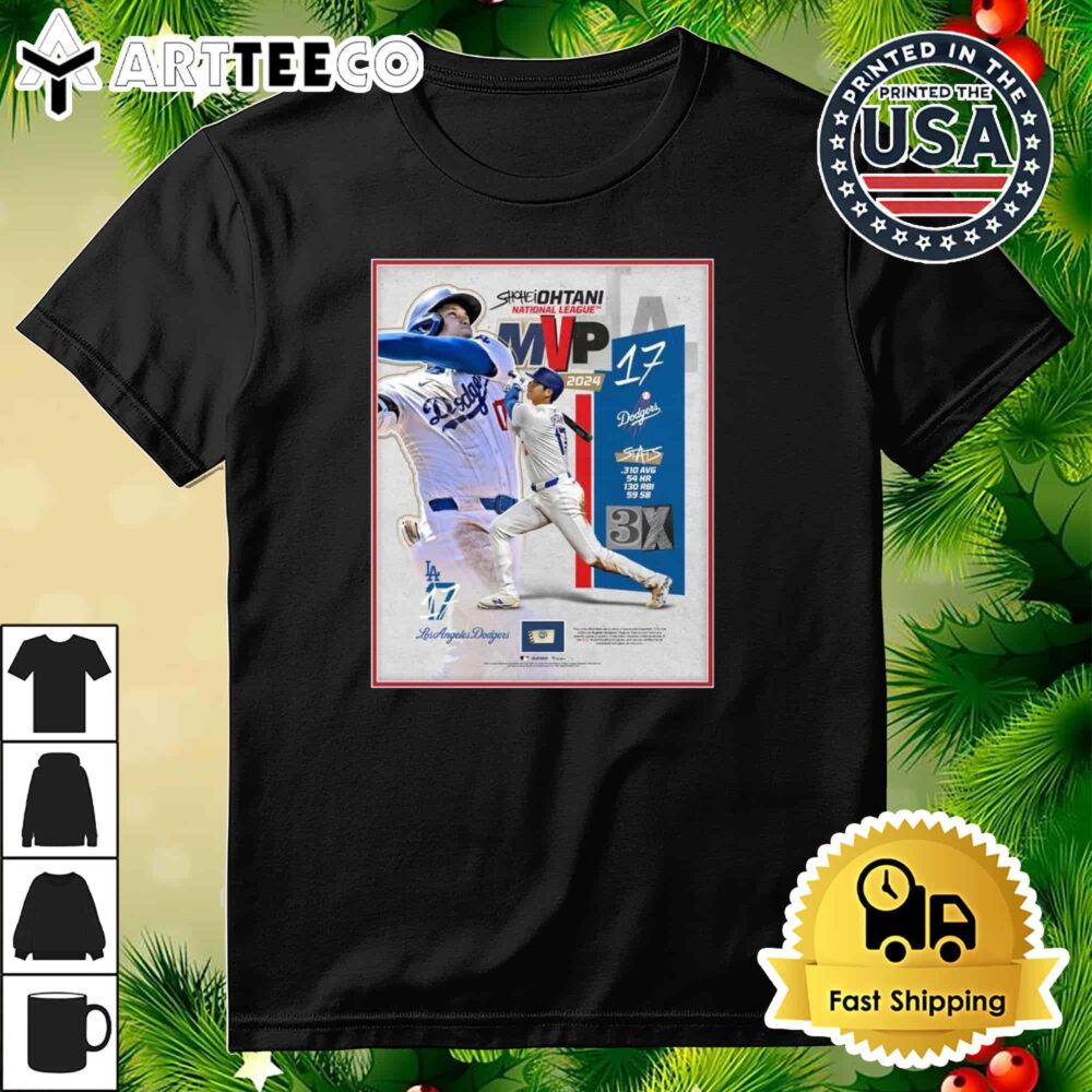 Shohei Ohtani 17 Los Angeles Dodgers 2024 National League MVP Poster Retro T Shirt 3