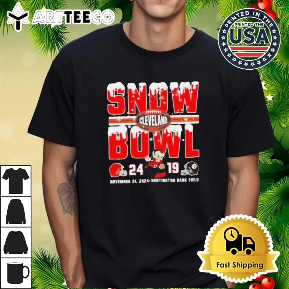 Snow Bowl 2024 Cleveland Browns 24 19 Pittsburgh Steelers Retro T Shirt 1