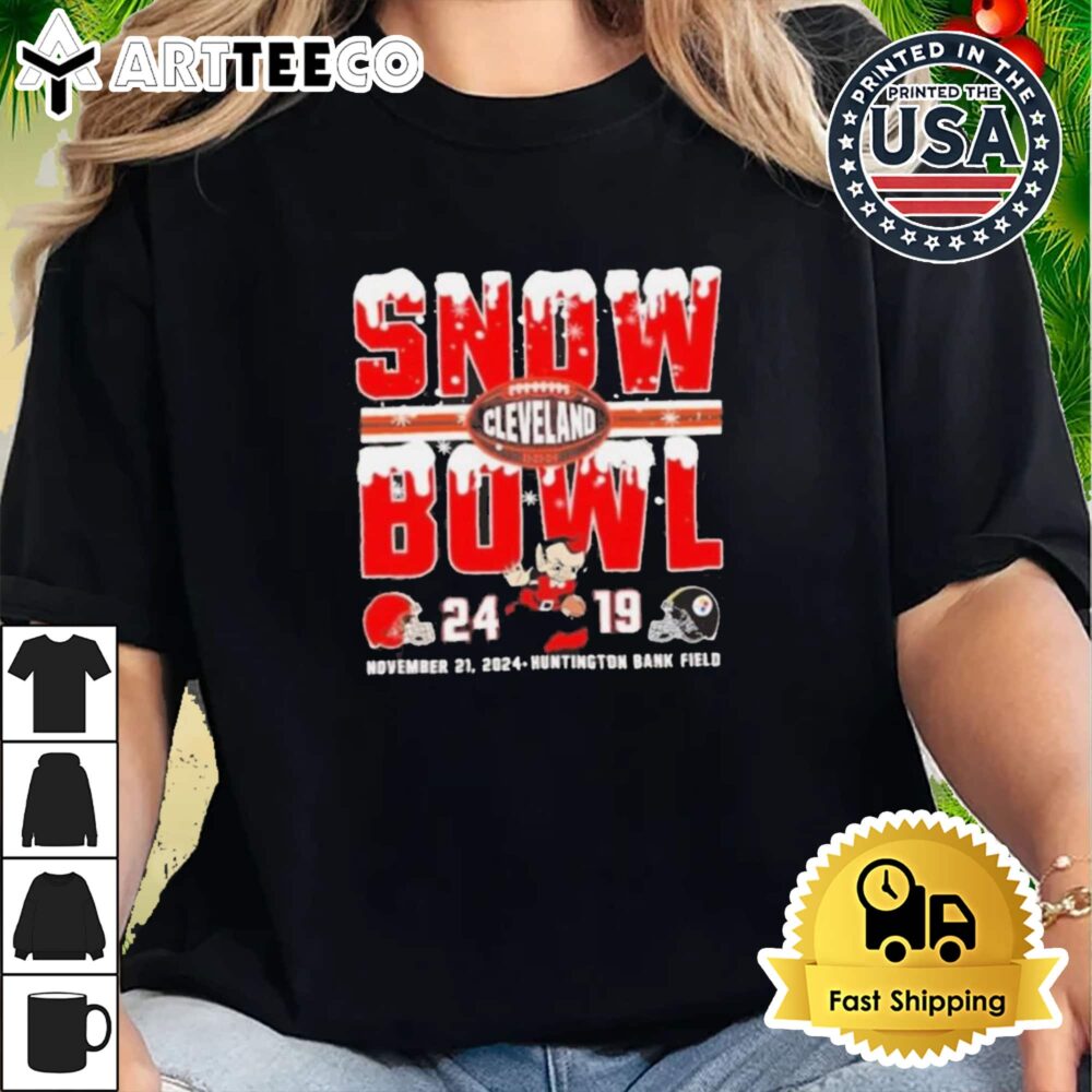 Snow Bowl 2024 Cleveland Browns 24 19 Pittsburgh Steelers Retro T Shirt 2