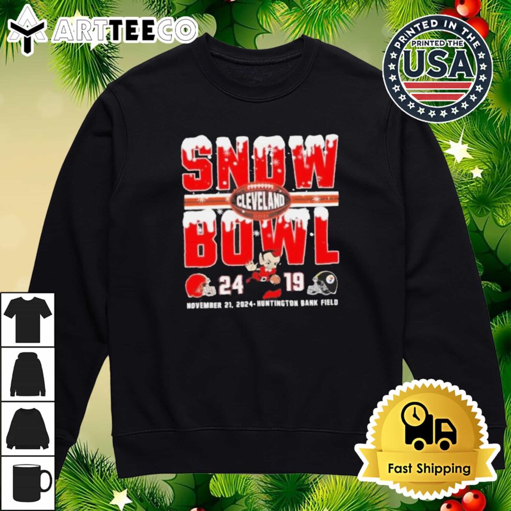 Snow Bowl 2024 Cleveland Browns 24 19 Pittsburgh Steelers Retro T Shirt 4