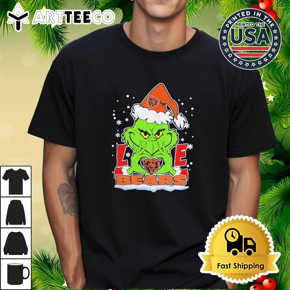 The Grinch Love 2024 Chicago Bears Football Christmas Retro T Shirt 1