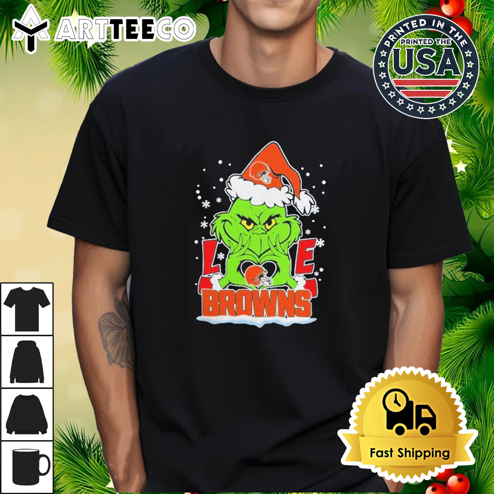 The Grinch Love 2024 Cleveland Browns Christmas Retro T Shirt 1