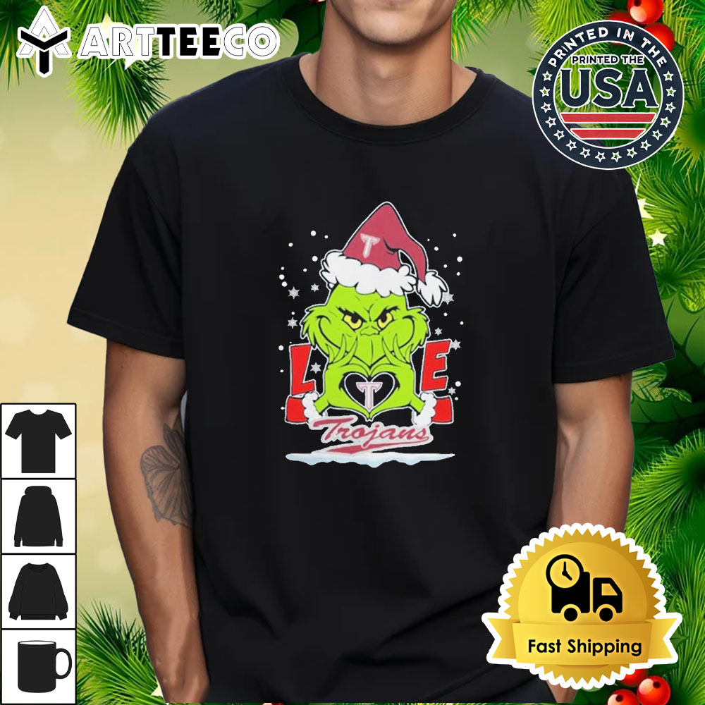 The Grinch Love 2024 Troy Trojans Football Christmas Retro T Shirt 1