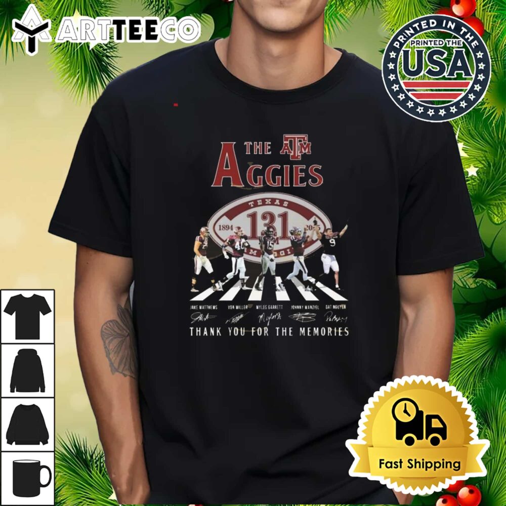 The Texas AM Aggies 1894 2025 Signatures Thank You For The Memories Walking Retro T Shirt 1