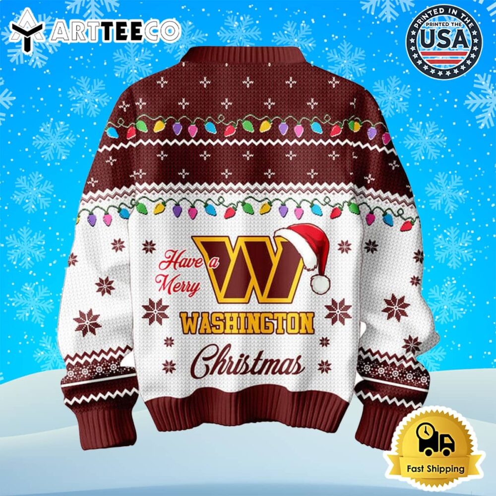 Washington Commanders Family Have A Merry Christmas 2024 Ugly Sweater 3