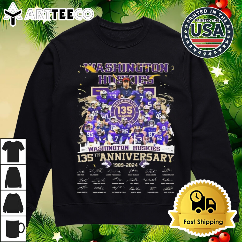 Washington Huskies 135th Anniversary 1889 2024 Signatures Shirt 4