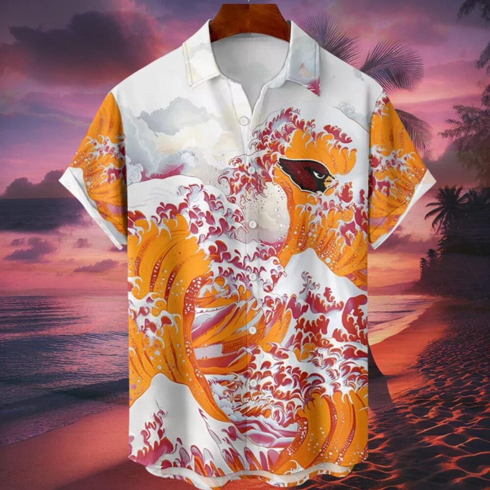 Arizona Cardinals Great Wave Hawaiian Shirt Personalized Name And Number NFL Gift For Fans 1