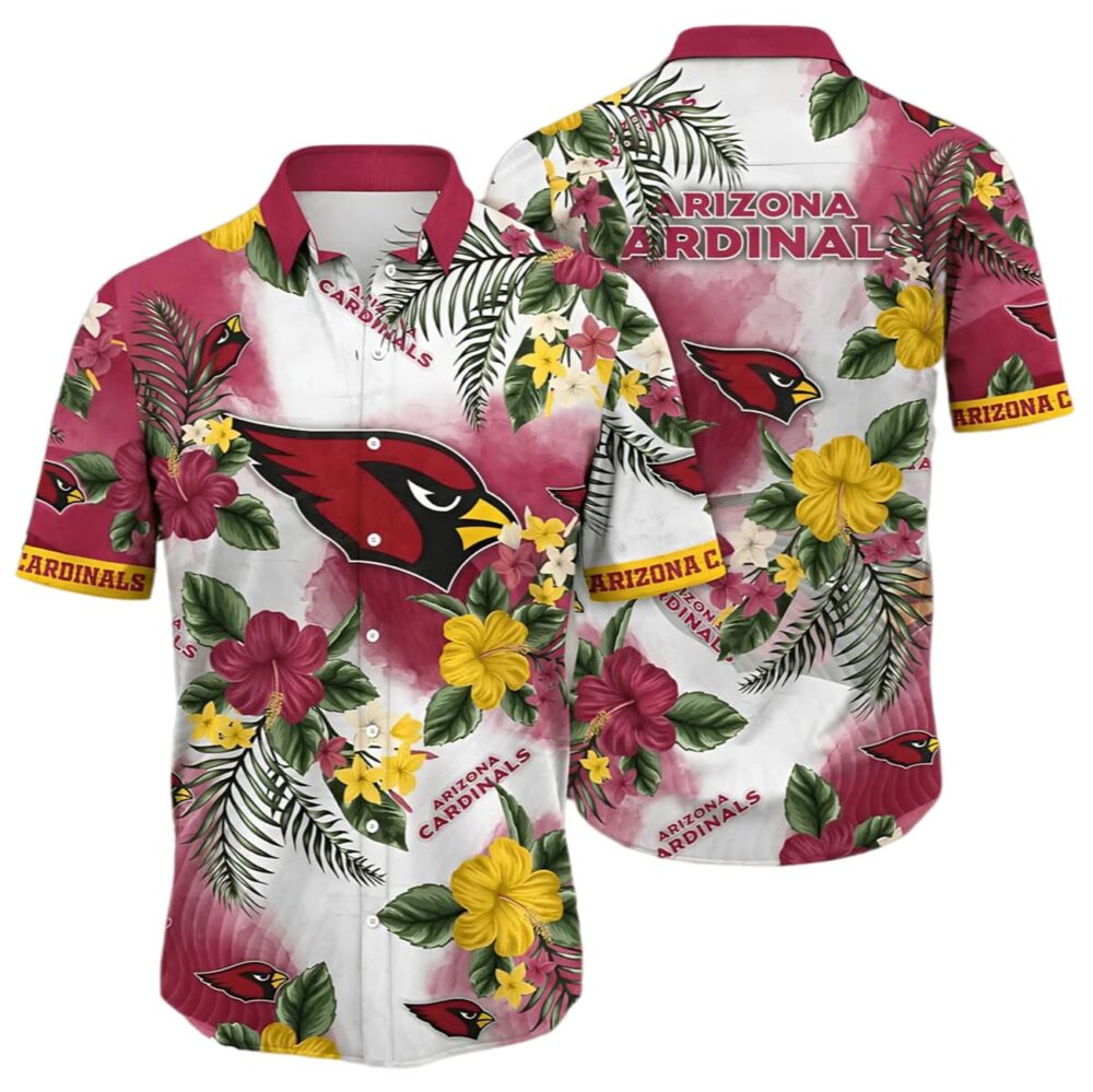 Arizona Cardinals Hawaiian Shirt Hibiscus Pattern NFL Gifts For Fans 1