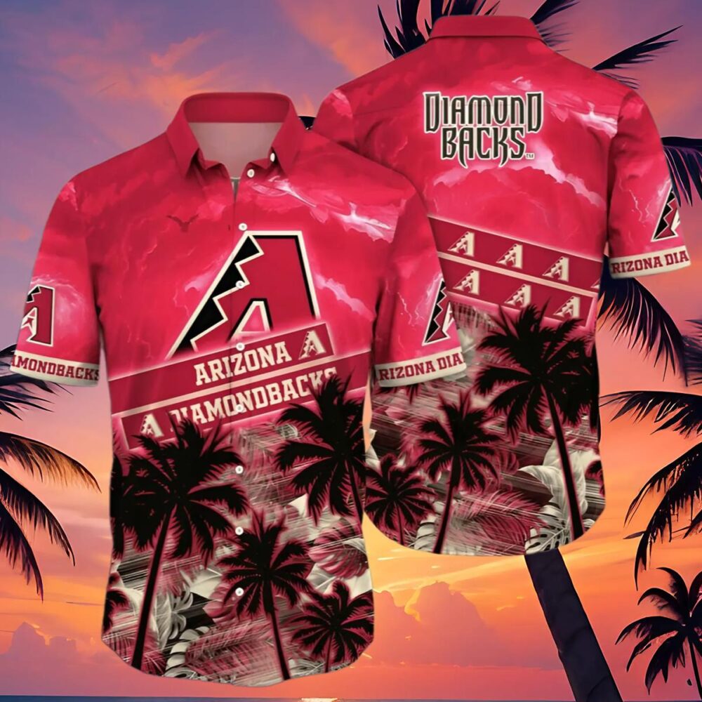 Arizona Diamondbacks Hawaiian Shirt Red Palm Tree Pattern MLB Aloha Shirt Gift For Fans 4