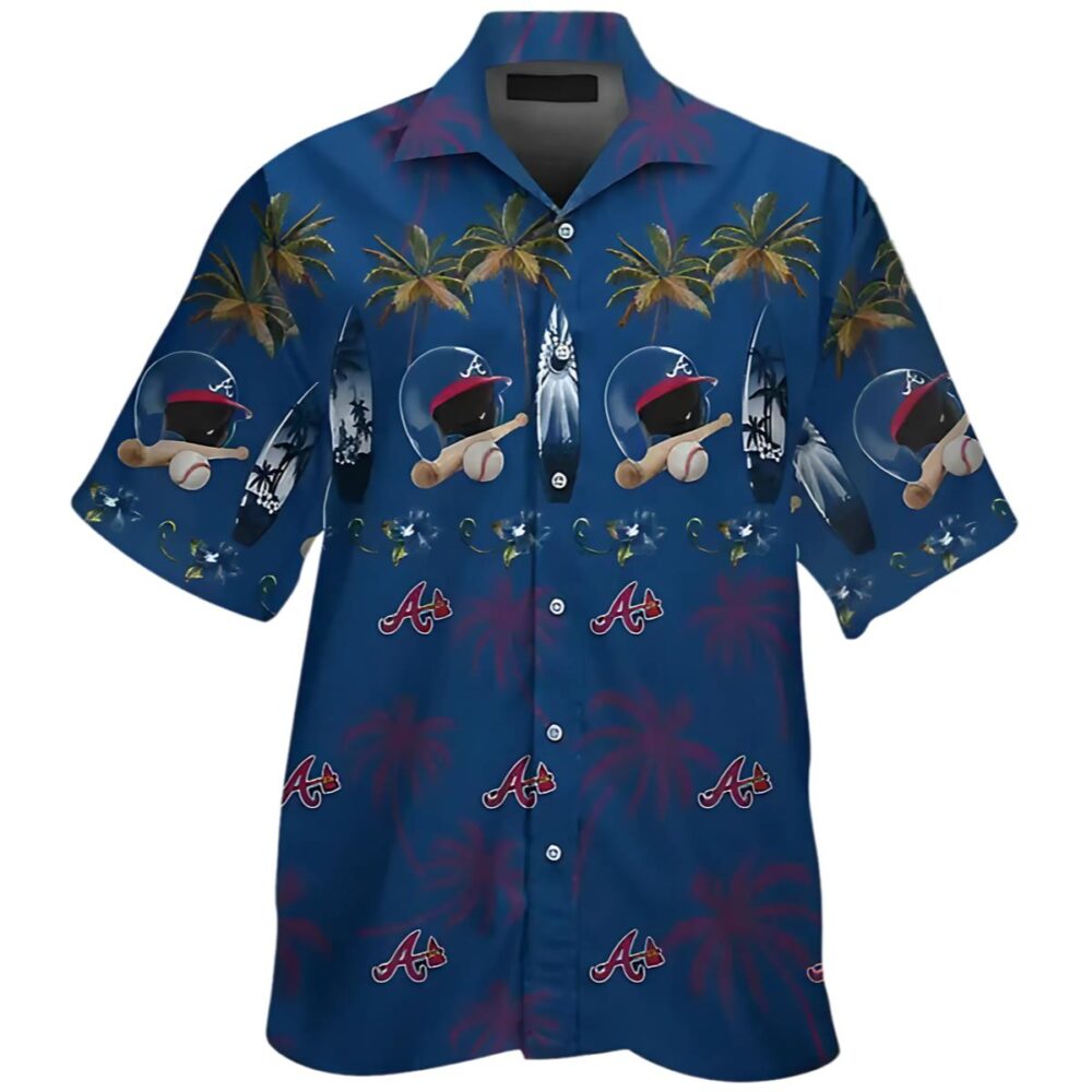 Atlanta Braves Hawaiian Shirts Blue Helmet Pattern MLB Aloha Shirt Gift For Fans 1