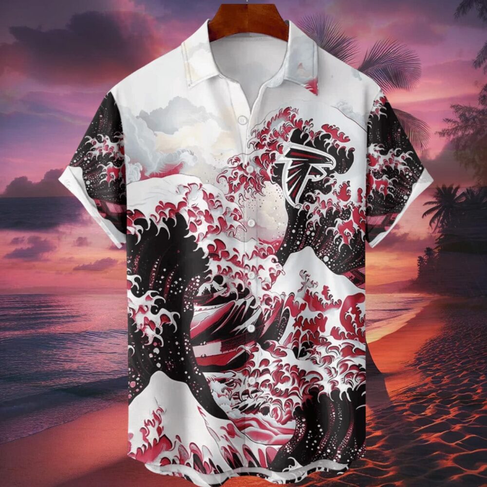 Atlanta Falcons Great Wave Hawaiian Shirt Personalized Name And Number NFL Gift For Fans 1