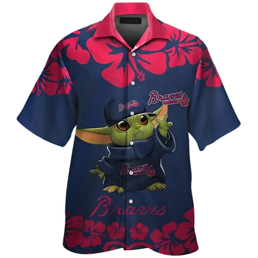 Baby Yoda Atlanta Braves Hawaiian Short Sleeve Tropical Shirt MLB Aloha Shirt Gift For Fans 1