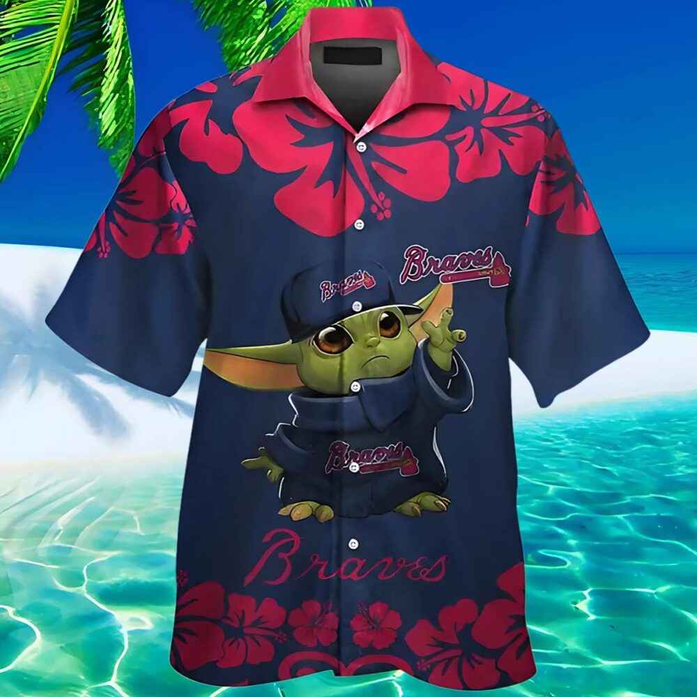 Baby Yoda Atlanta Braves Hawaiian Short Sleeve Tropical Shirt MLB Aloha Shirt Gift For Fans 2