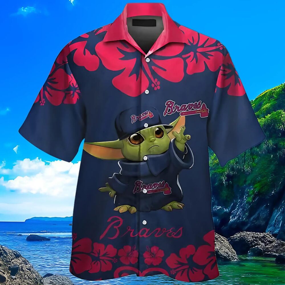 Baby Yoda Atlanta Braves Hawaiian Short Sleeve Tropical Shirt MLB Aloha Shirt Gift For Fans 3