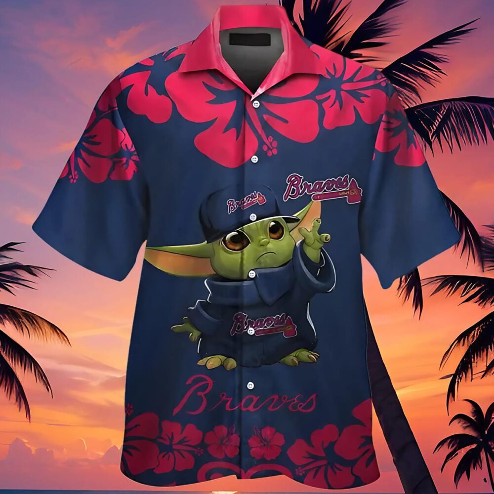 Baby Yoda Atlanta Braves Hawaiian Short Sleeve Tropical Shirt MLB Aloha Shirt Gift For Fans 4