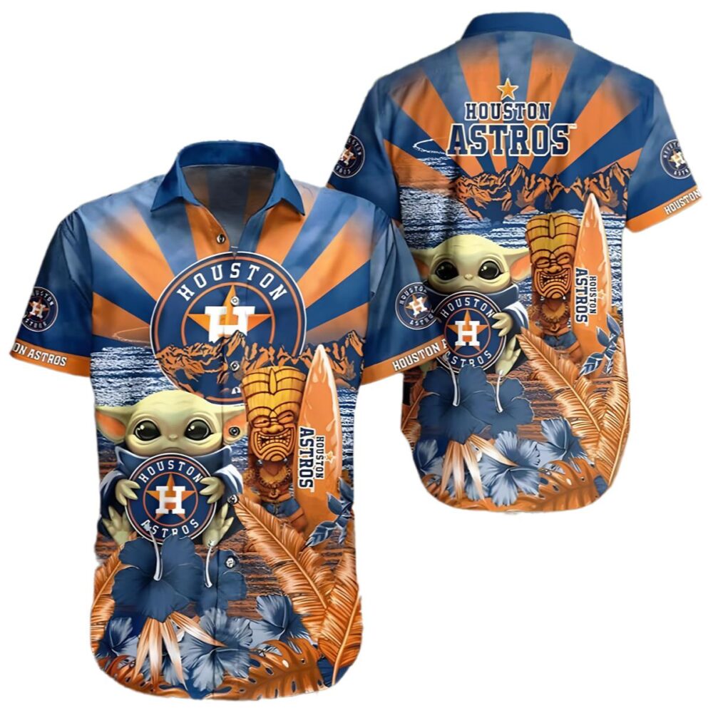 Baby Yoda Mens Houston Astros Hawaiian Shirt MLB Aloha Shirt Gift For Fans 1