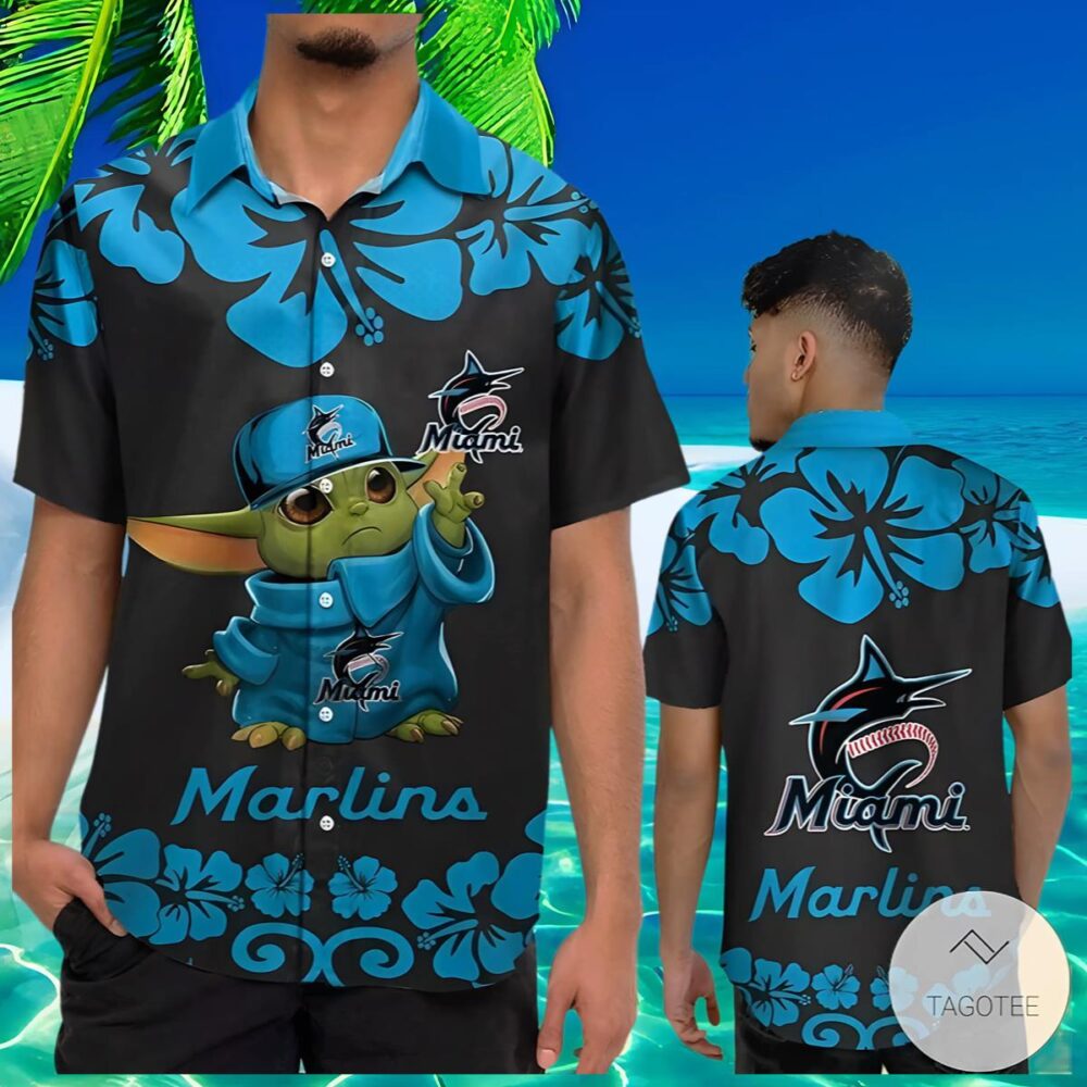 Baby Yoda Miami Marlins Hawaiian Shirt Mens MLB Aloha Shirt Gift For Fans 2