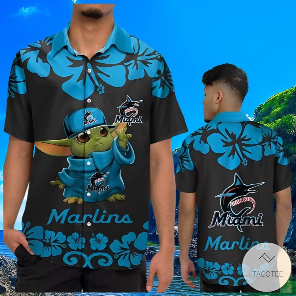 Baby Yoda Miami Marlins Hawaiian Shirt Mens MLB Aloha Shirt Gift For Fans 3