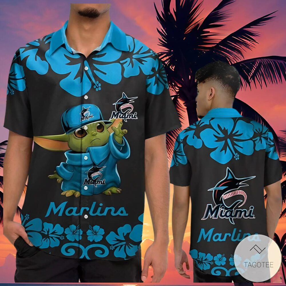 Baby Yoda Miami Marlins Hawaiian Shirt Mens MLB Aloha Shirt Gift For Fans 4