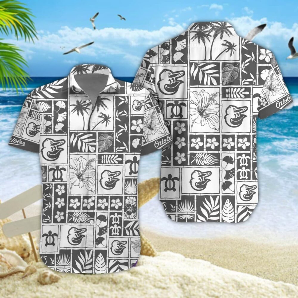 Baltimore Orioles Monochrome Island Hawaiian Shirt MLB Aloha Shirt Gift For Fans 1