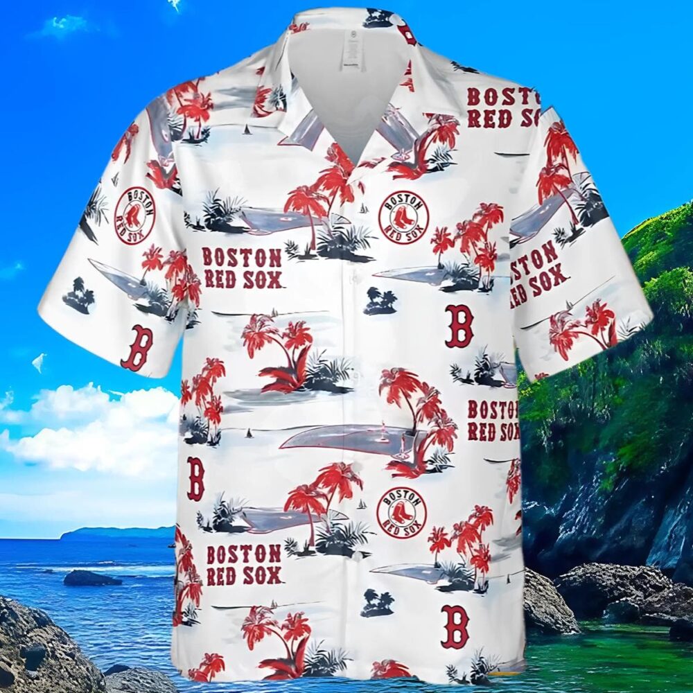 Boston Red Sox Hawaiian Shirt White Logo And Floral Pattern MLB Aloha Shirt Gift For Fans 3