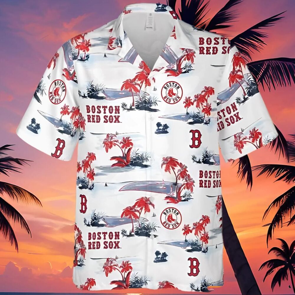 Boston Red Sox Hawaiian Shirt White Logo And Floral Pattern MLB Aloha Shirt Gift For Fans 4