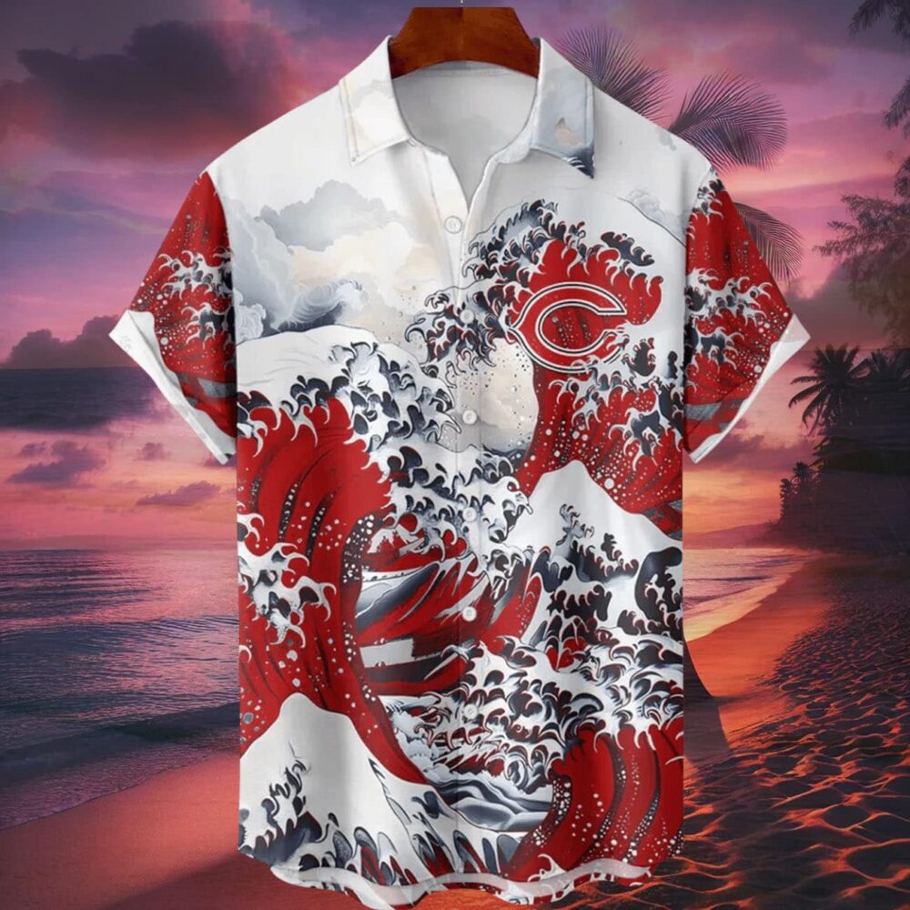 Chicago Bears Great Wave Hawaiian Shirt Personalized Name And Number NFL Gift For Fans 1