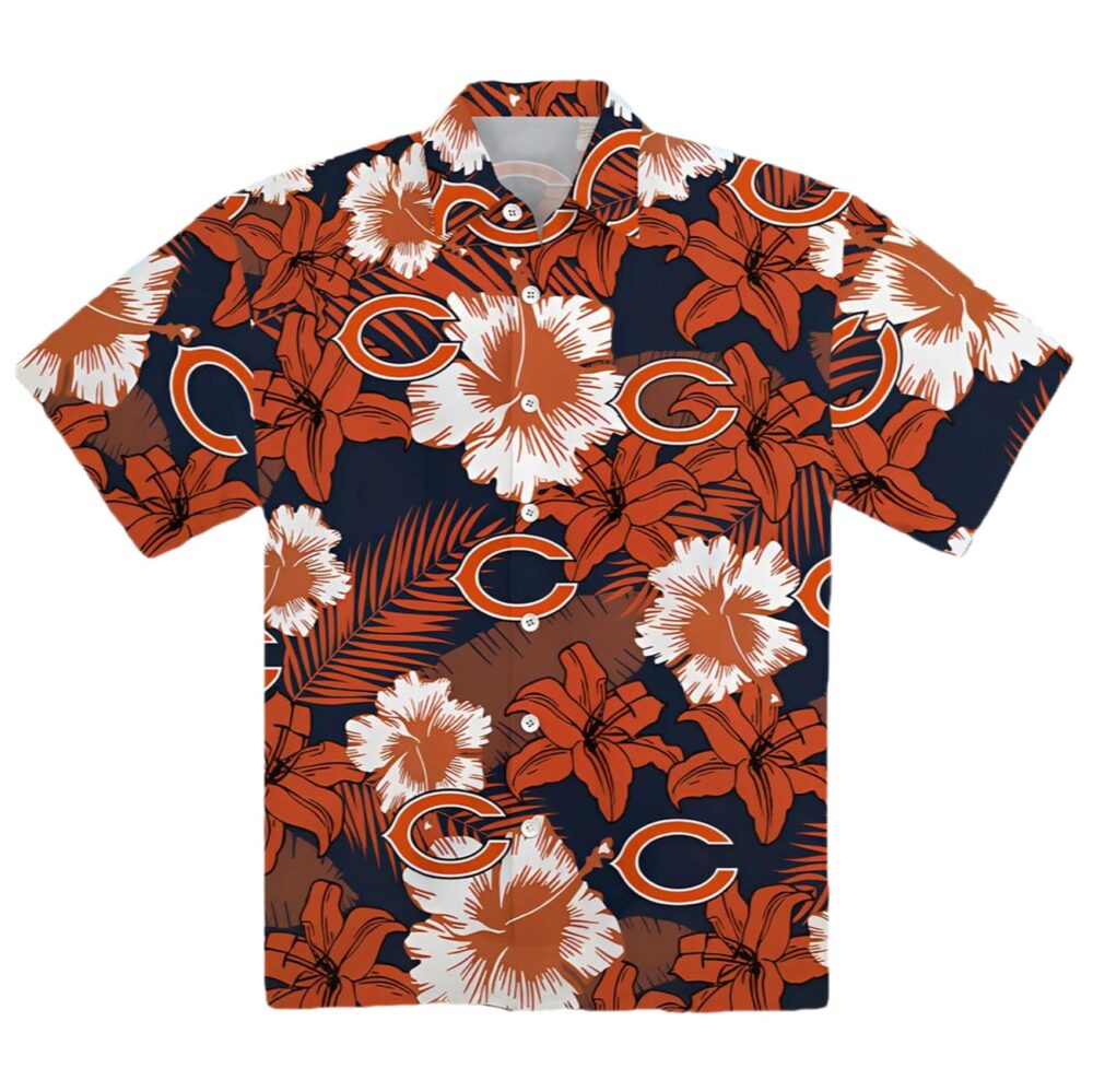 Chicago Bears Hawaiian Shirt Mens Lily Pattern NFL Gifts For Fans 1