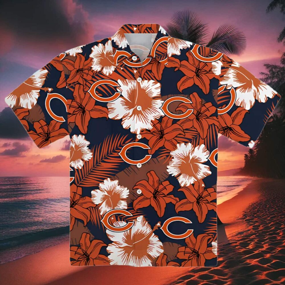 Chicago Bears Hawaiian Shirt Mens Lily Pattern NFL Gifts For Fans 2