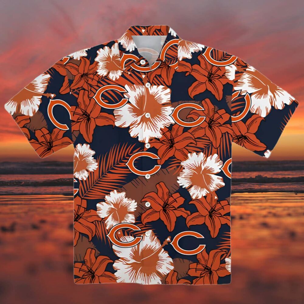 Chicago Bears Hawaiian Shirt Mens Lily Pattern NFL Gifts For Fans 3