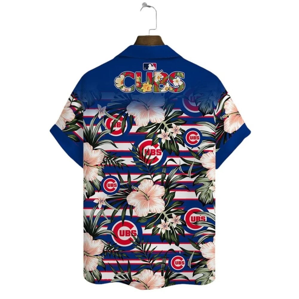 Chicago Cubs Floral Stripe Beach Hawaiian Shirt MLB Aloha Shirt Gift For Fans 3