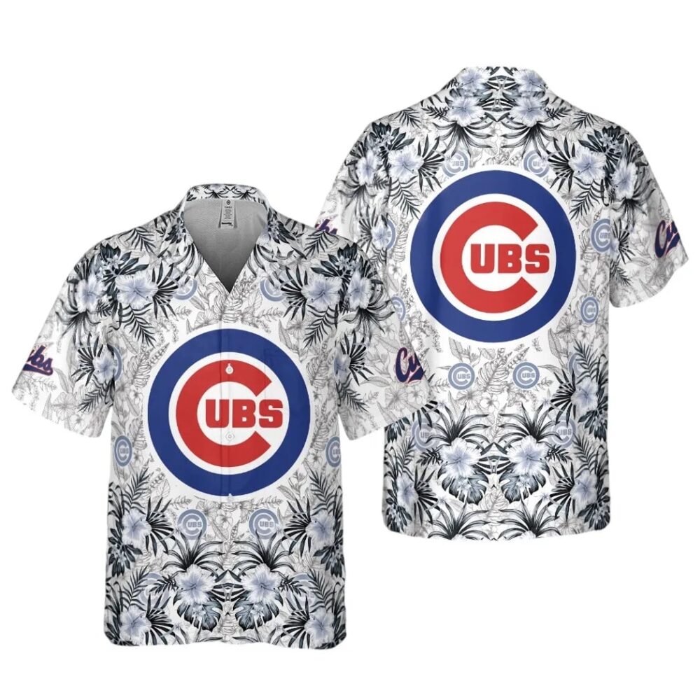 Chicago Cubs Monochrome Tropical Hawaiian Shirt MLB Aloha Shirt Gift For Fans 1