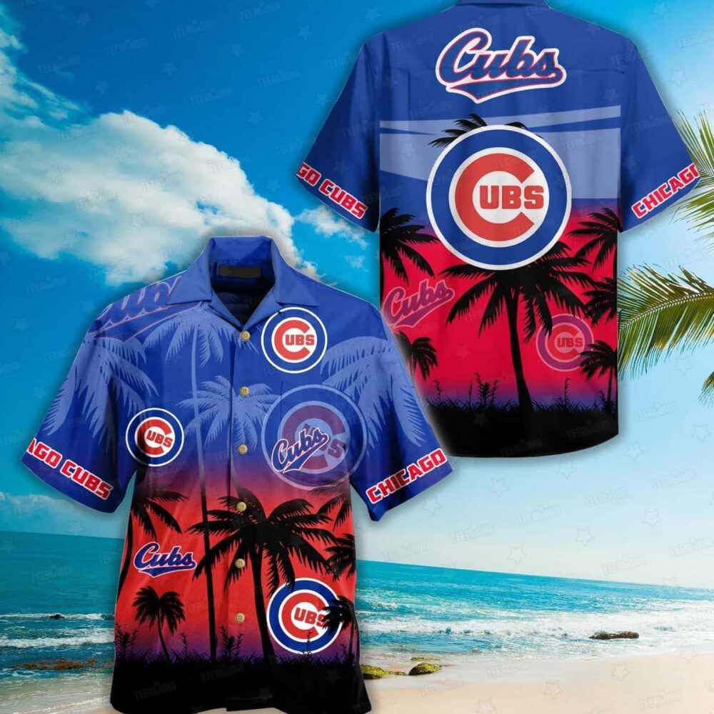 Chicago Cubs Sunset Palms Hawaiian Shirt MLB Aloha Shirt Gift For Fans 1