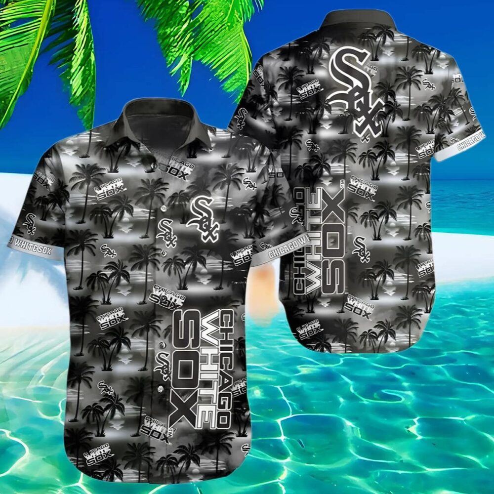 Chicago White Sox Hawaiian Shirt Black Coconut Tree Pattern MLB Aloha Shirt Gift For Fans 2