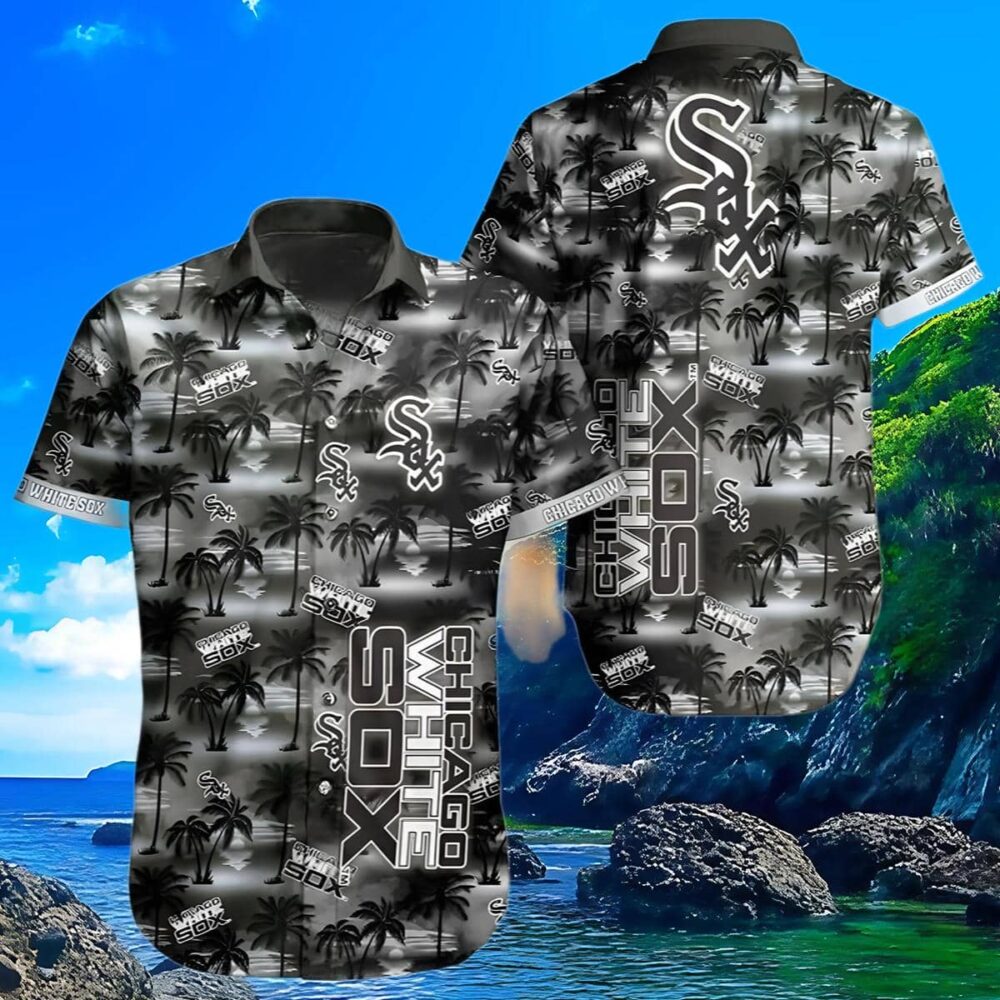 Chicago White Sox Hawaiian Shirt Black Coconut Tree Pattern MLB Aloha Shirt Gift For Fans 3