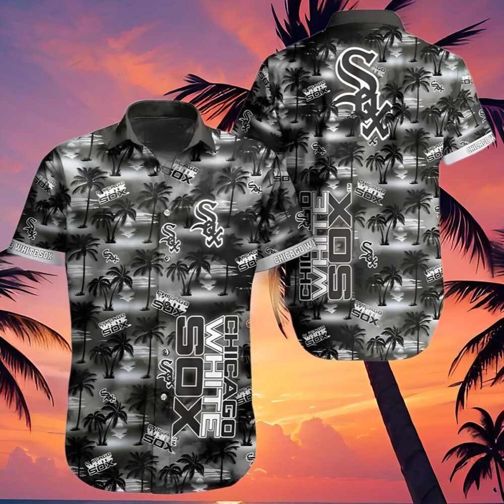 Chicago White Sox Hawaiian Shirt Black Coconut Tree Pattern MLB Aloha Shirt Gift For Fans 4