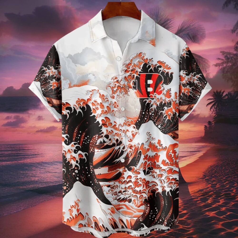 Cincinnati Bengals Great Wave Hawaiian Shirt Personalized Name And Number NFL Gift For Fans 1