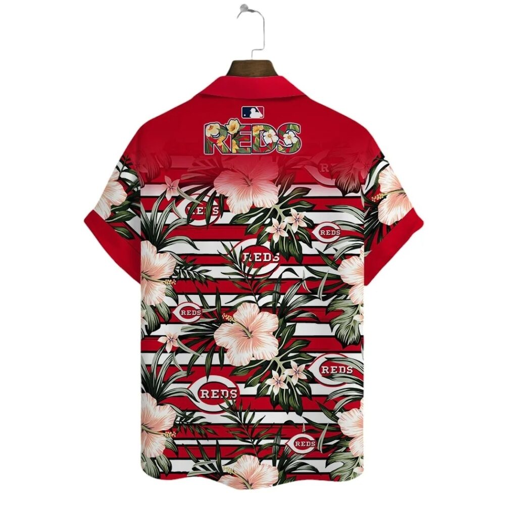 Cincinnati Reds Floral Stripes Hawaiian Shirt MLB Aloha Shirt Gift For Fans 3