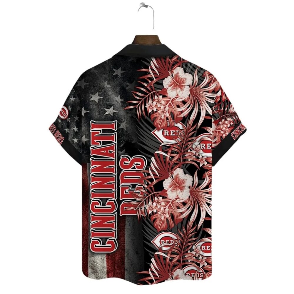 Cincinnati Reds Patriotic Floral Hawaiian Shirt MLB Aloha Shirt Gift For Fans 3