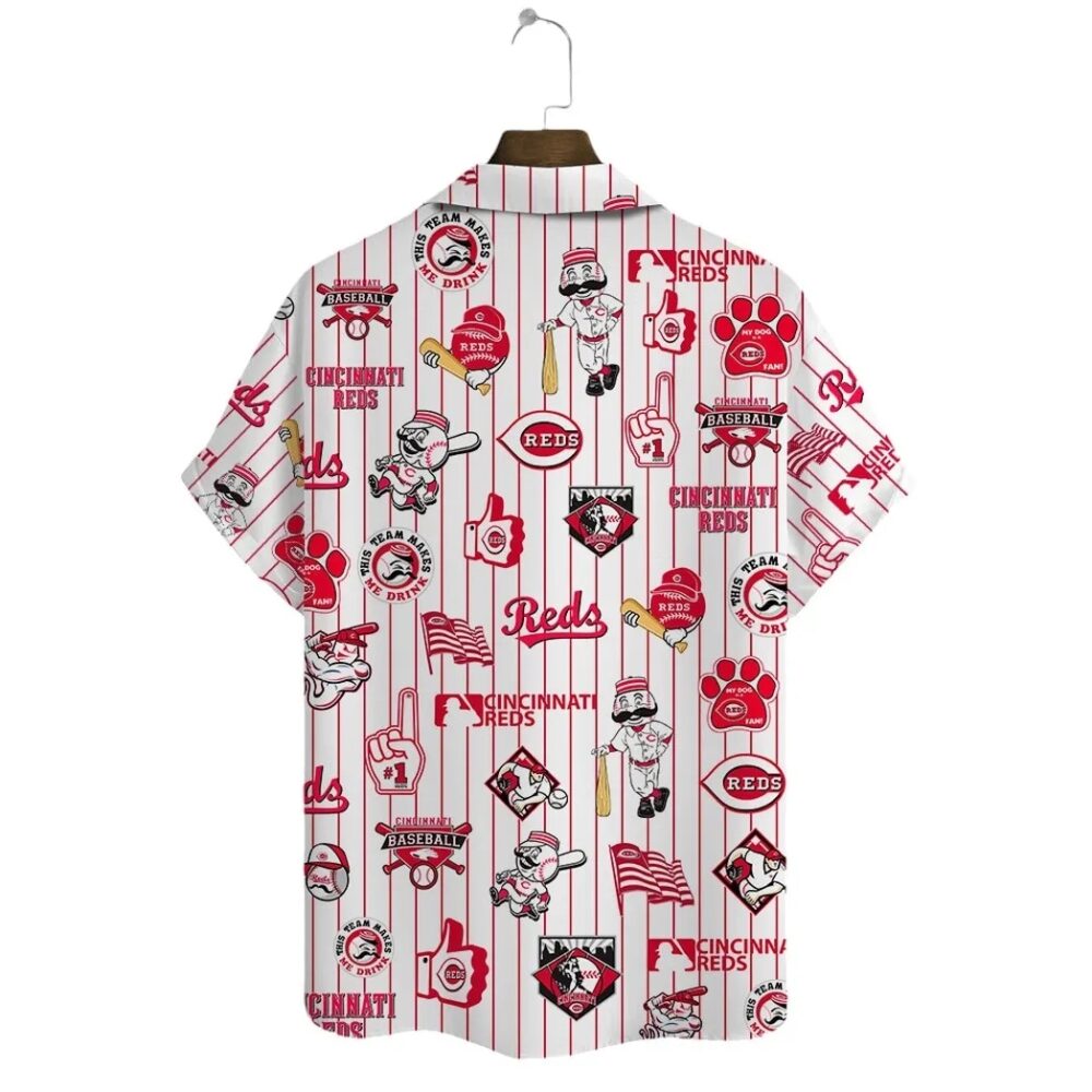 Cincinnati Reds Pinstripe Fun Hawaiian Shirt MLB Aloha Shirt Gift For Fans 3