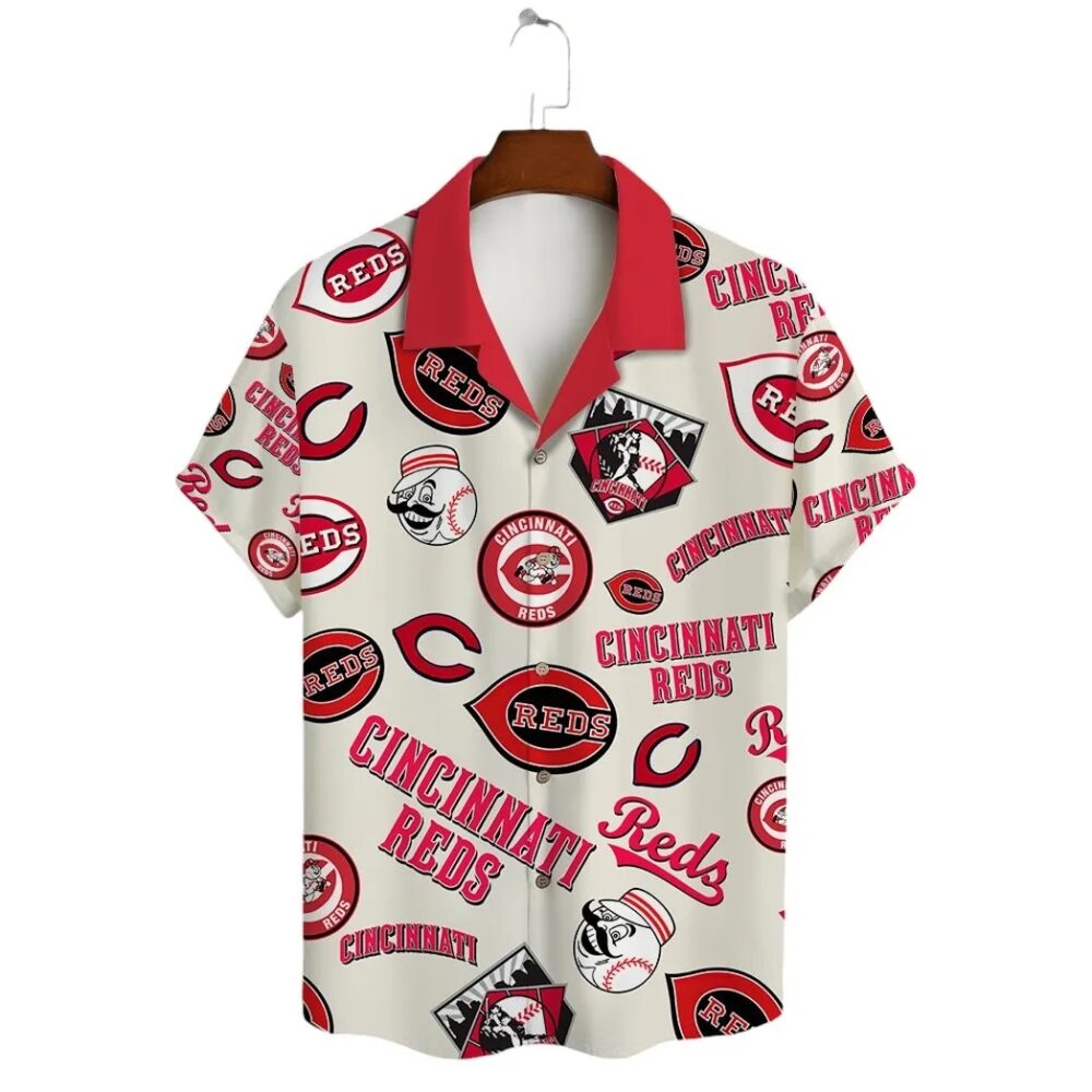 Cincinnati Reds Retro Logos Hawaiian Shirt MLB Aloha Shirt Gift For Fans 2