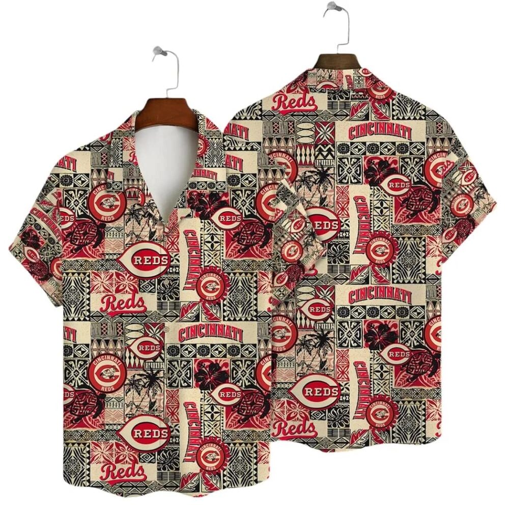 Cincinnati Reds Vintage Patchwork Hawaiian Shirt MLB Aloha Shirt Gift For Fans 1