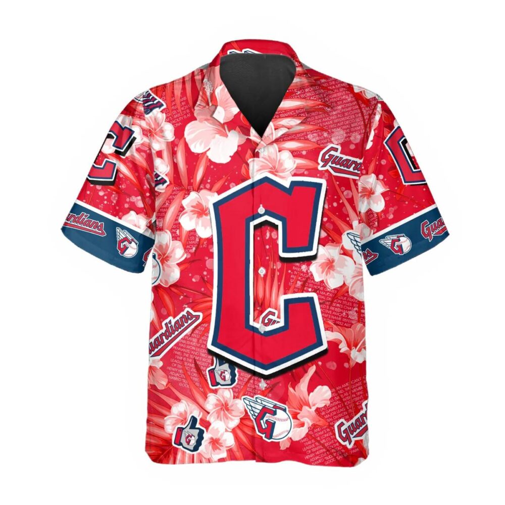 Cleveland Guardians Hibiscus Emblem Hawaiian Shirt MLB Aloha Shirt Gift For Fans 2