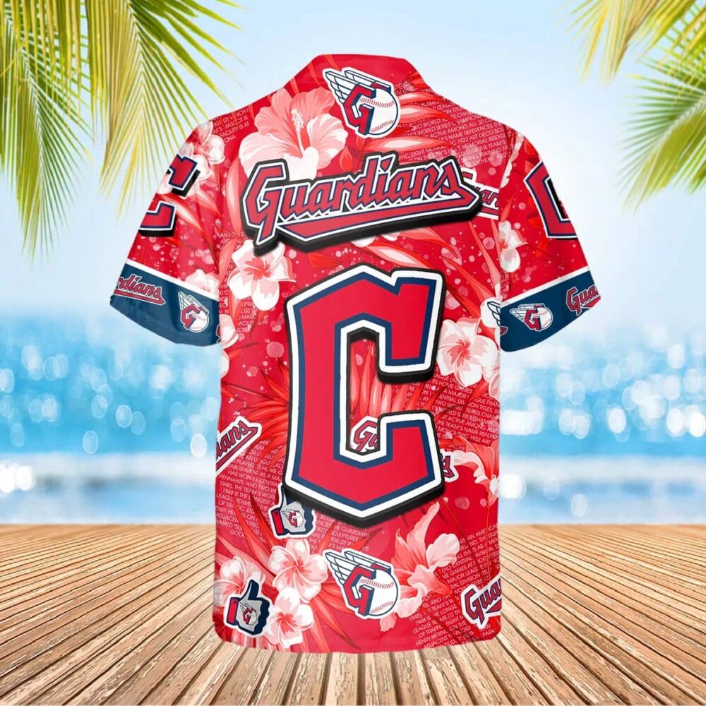 Cleveland Guardians Hibiscus Emblem Hawaiian Shirt MLB Aloha Shirt Gift For Fans 3