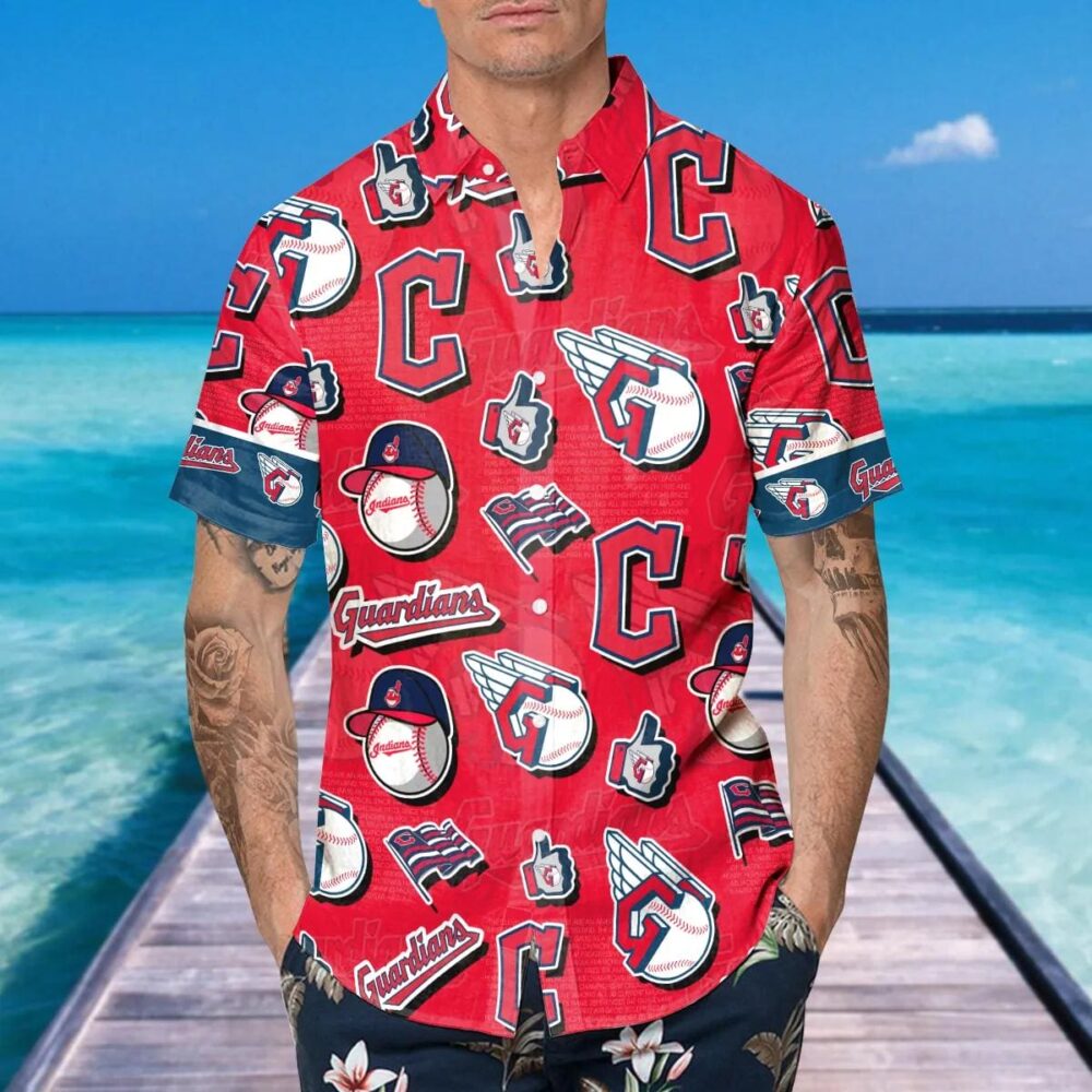 Cleveland Guardians Logo Mania Hawaiian Shirt MLB Aloha Shirt Gift For Fans 5