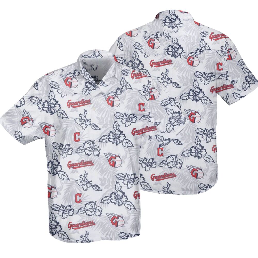 Cleveland Guardians White Hibiscus Hawaiian Shirt MLB Aloha Shirt Gift For Fans 1