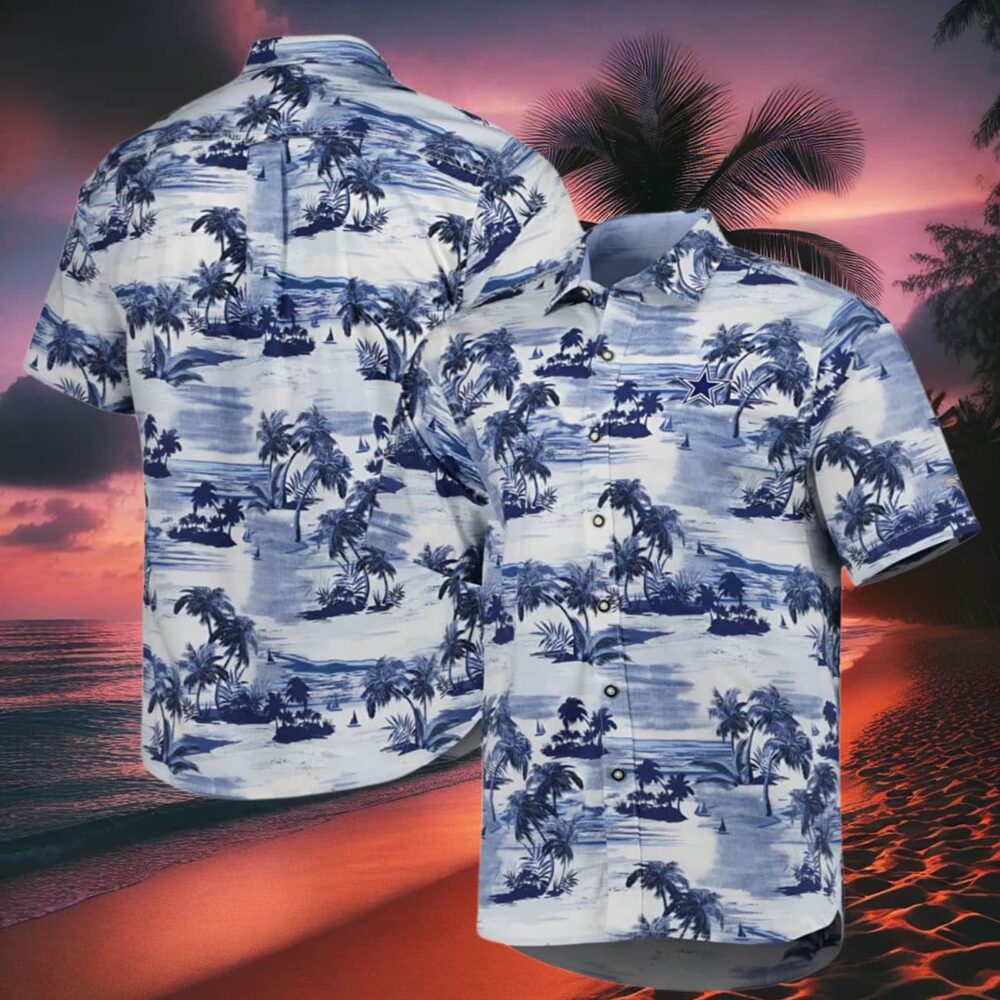 Dallas Cowboys Mens Hawaiian Floral Palm Button Down Shirt NFL Gifts For Fans 2